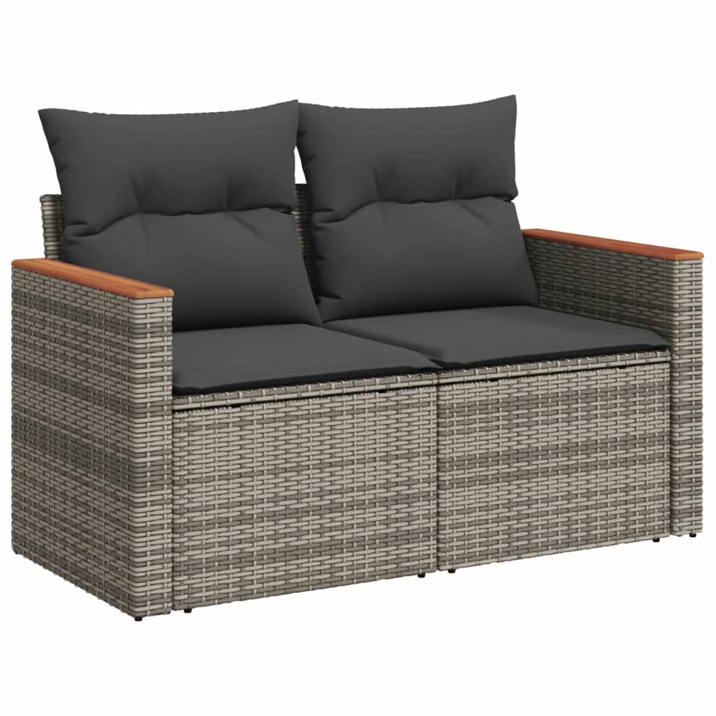 Set Divano da Giardino 9 pz con Cuscini Grigio in Polyrattan 3226305