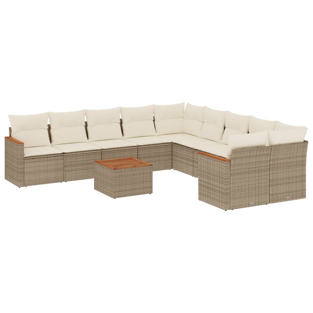 Set Divani da Giardino 11 pz con Cuscini Beige in Polyrattan 3226359