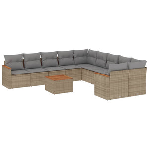 Set Divano da Giardino 11 pz con Cuscini Beige Misto Polyrattancod mxl 89106
