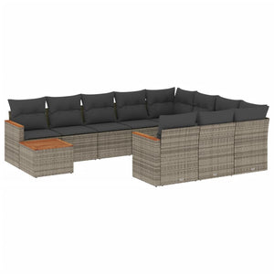 Set Divani da Giardino 11 pz con Cuscini in Polyrattan Grigiocod mxl 114450