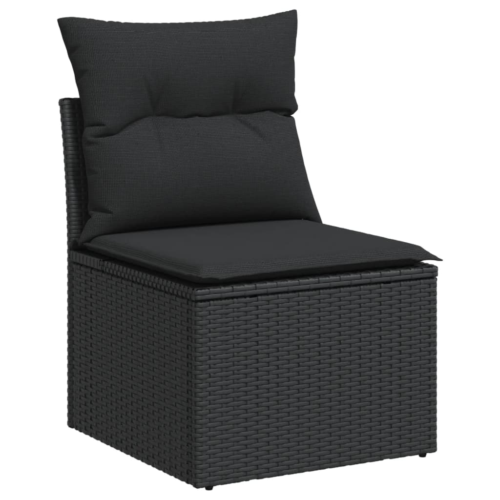 Set Divani da Giardino 10pz con Cuscini in Polyrattan Nero 3226405