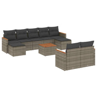 Set Divano da Giardino 10 pz con Cuscini Grigio in Polyrattan 3226410