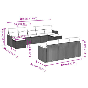 Set Divano da Giardino 10 pz con Cuscini Grigio in Polyrattan 3226417