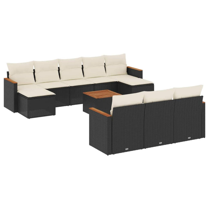 Set Divani da Giardino 11 pz con Cuscini in Polyrattan Nero 3226420