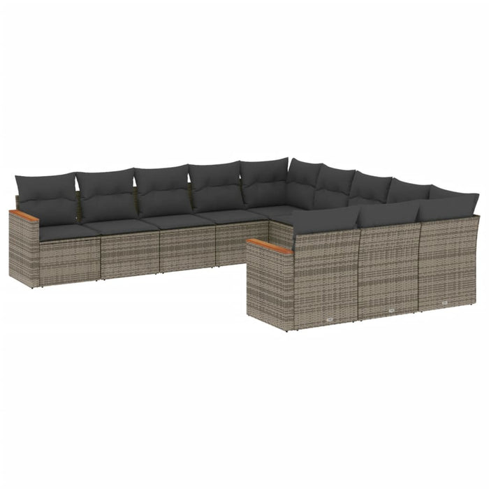 Set Divani da Giardino 11 pz con Cuscini in Polyrattan Grigio 3226431