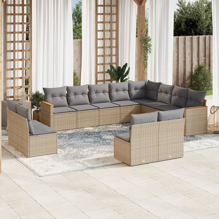 Set Divano da Giardino 12 pz con Cuscini Beige Misto Polyrattancod mxl 92779