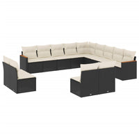 vidaXL Set Divani da Giardino 13pz con Cuscini Nero in Polyrattan