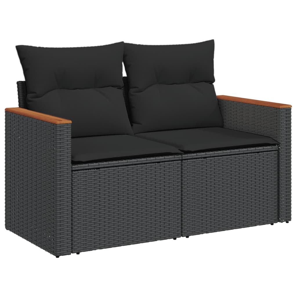 vidaXL Set Divani da Giardino 14pz con Cuscini in Polyrattan Nero
