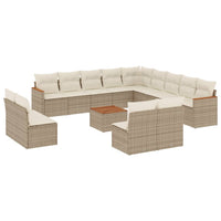 Set Divani da Giardino 14pz con Cuscini in Polyrattan Beige 3226492
