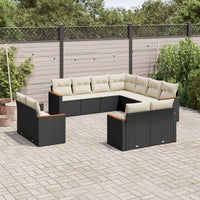 Set Divani da Giardino 11 pz con Cuscini in Polyrattan Nero