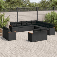 vidaXL Set Divani da Giardino 13pz con Cuscini Nero in Polyrattan