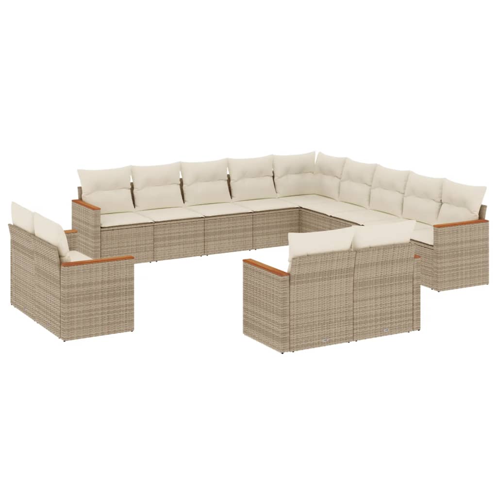 Set Divano da Giardino 13 pz con Cuscini Beige in Polyrattan 3226527