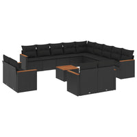 Set Divani da Giardino 14pz con Cuscini in Polyrattan Nero 3226531