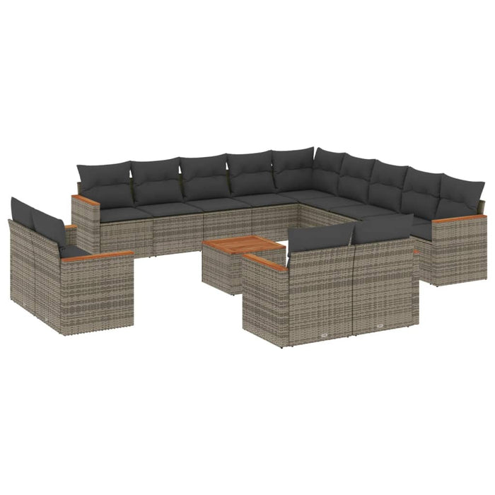 Set Divani da Giardino 14pz con Cuscini in Polyrattan Grigio 3226536