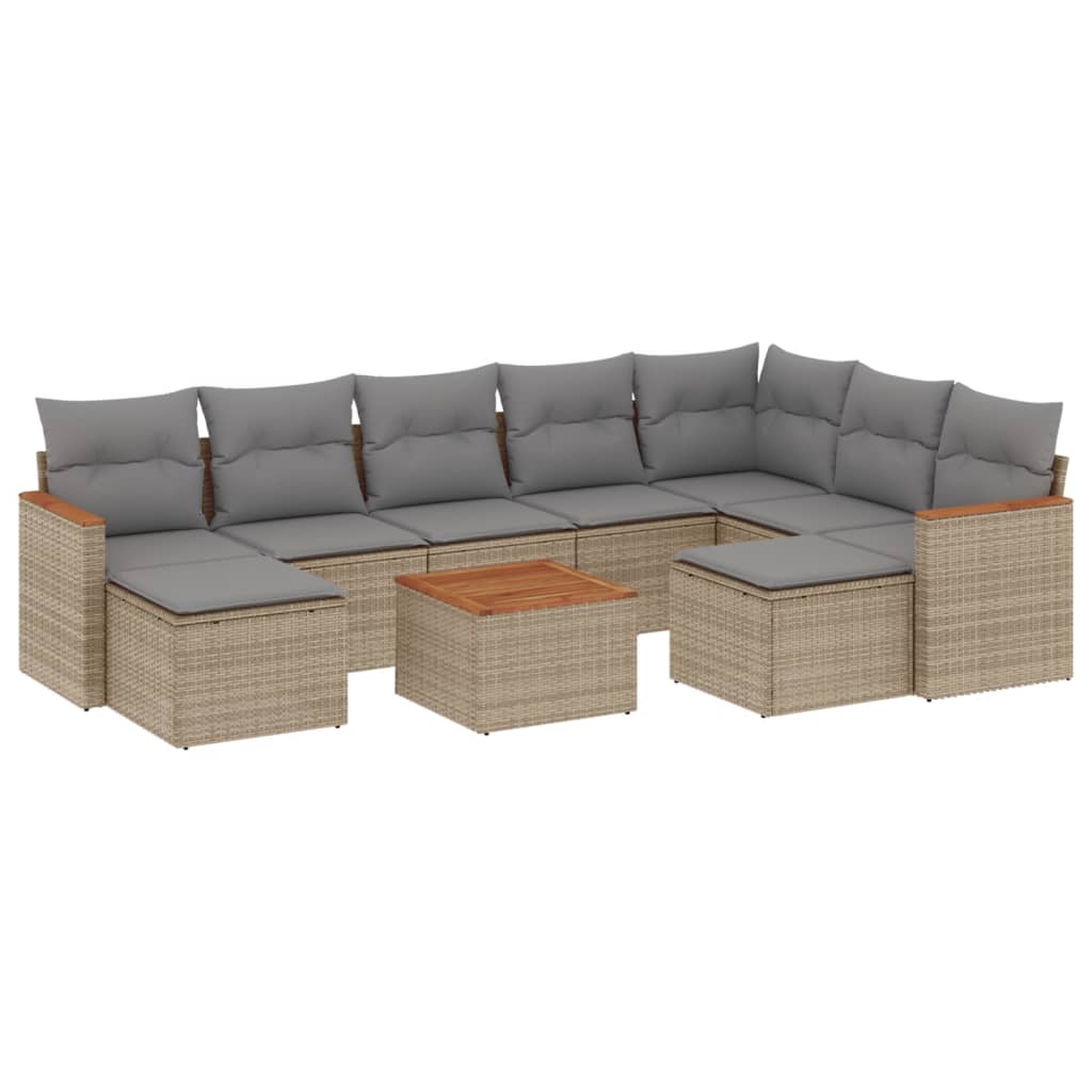 Set Divano da Giardino 10 pz con Cuscini Beige Misto Polyrattancod mxl 92891