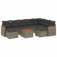 Set Divano da Giardino 10 pz con Cuscini Grigio in Polyrattan 3226550