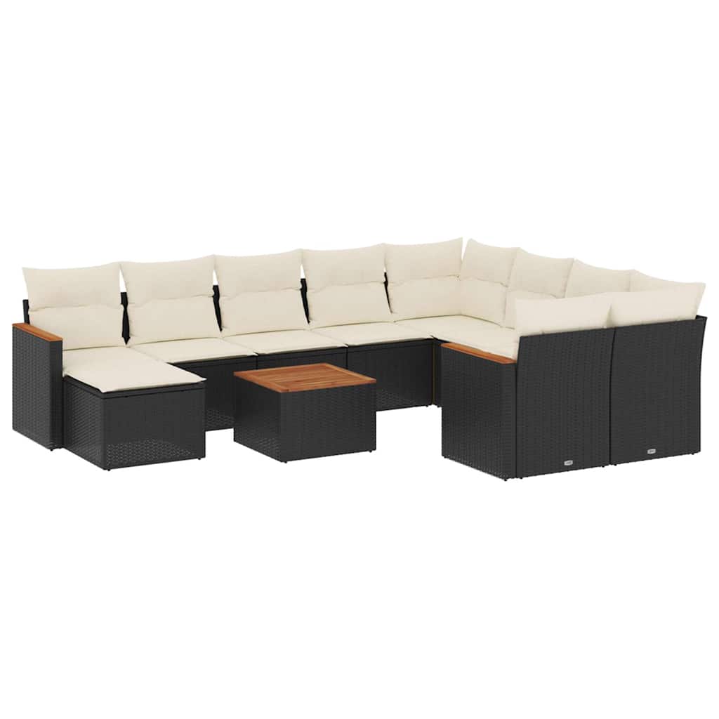 Set Divani da Giardino 11 pz con Cuscini in Polyrattan Nero 3226560