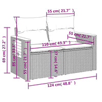 Set Divano da Giardino 3 pz con Cuscini-Sofa da Giardino-Divanetto da esterno Beige in Polyrattan 388793