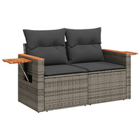 Set Divani da Giardino 7 pz con Cuscini Grigio in Polyrattan 3226641