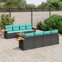Set Divani da Giardino 9 pz con Cuscini Nero in Polyrattan 3226659