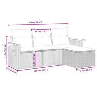 Set Divano da Giardino 4 pz con Cuscini-Sofa da Giardino-Divanetto da esterno Beige in Polyrattan 617051