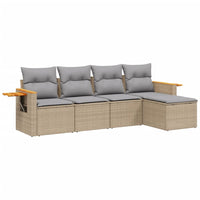 Set Divano da Giardino 5 pz con Cuscini-Sofa da Giardino-Divanetto da esterno Beige in Polyrattan 863405