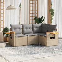 Set Divano da Giardino 4 pz con Cuscini-Sofa da Giardino-Divanetto da esterno Beige in Polyrattan 269156