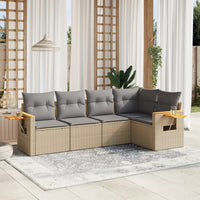 Set Divano da Giardino 5 pz con Cuscini-Sofa da Giardino-Divanetto da esterno Beige in Polyrattan 647720