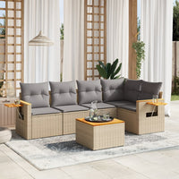 Set Divano da Giardino 6 pz con Cuscini Beige in Polyrattan 3226794