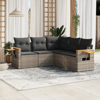Set Divano da Giardino 5 pz con Cuscini-Sofa da Giardino-Divanetto da esterno Grigio in Polyrattan 612221