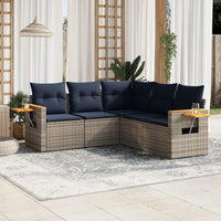 Set Divani da Giardino 5 pz con Cuscini Grigio in Polyrattan