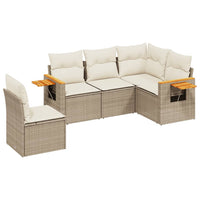 Set Divano da Giardino 5 pz con Cuscini Beige in Polyrattan 3226814