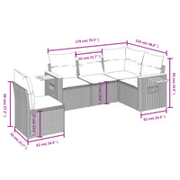 Set Divano da Giardino 5 pz con Cuscini-Sofa da Giardino-Divanetto da esterno Beige in Polyrattan 316681