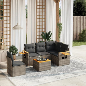 vidaXL Set Divano da Giardino 6 pz con Cuscini Grigio in Polyrattan