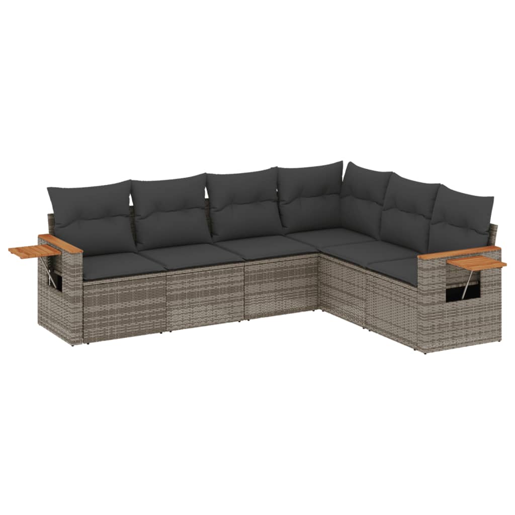 Set Divano da Giardino 6 pz con Cuscini Grigio in Polyrattan 3226844