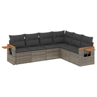 Set Divano da Giardino 6 pz con Cuscini Grigio in Polyrattan 3226844