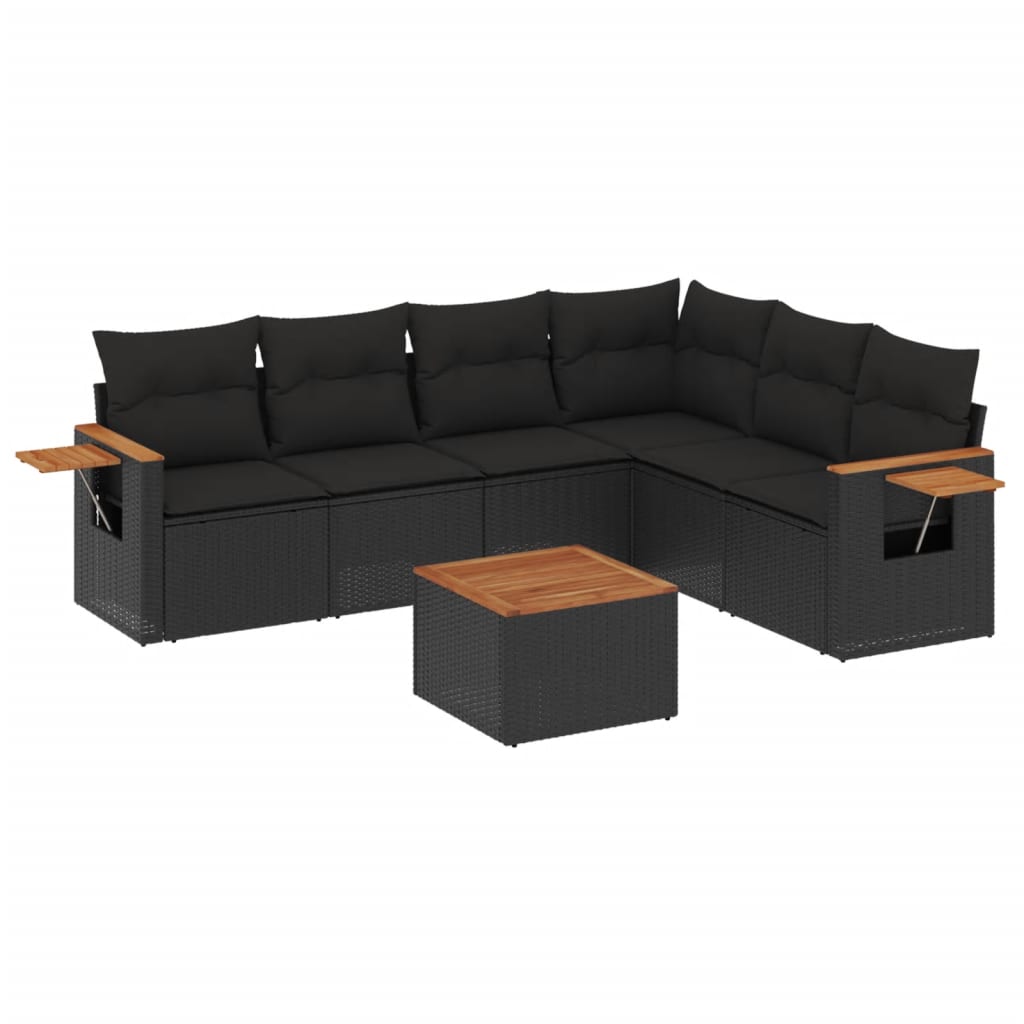 Set Divani da Giardino con Cuscini 7pz Nero Polyrattan 3226846