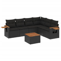 Set Divani da Giardino con Cuscini 7pz Nero Polyrattan 3226846