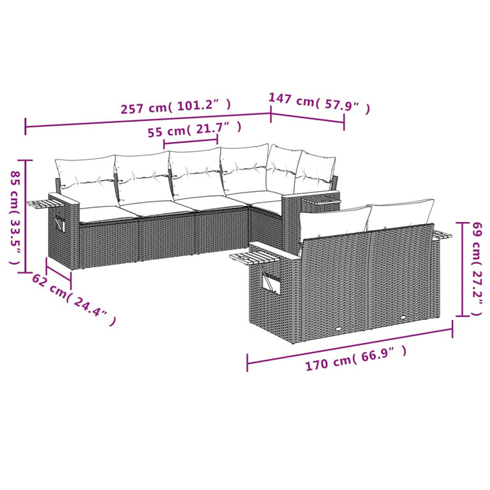 Set Divani da Giardino con Cuscini 7pz Nero Polyrattan 3226979