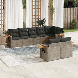 vidaXL Set Divano da Giardino 8 pz con Cuscini Grigio in Polyrattan