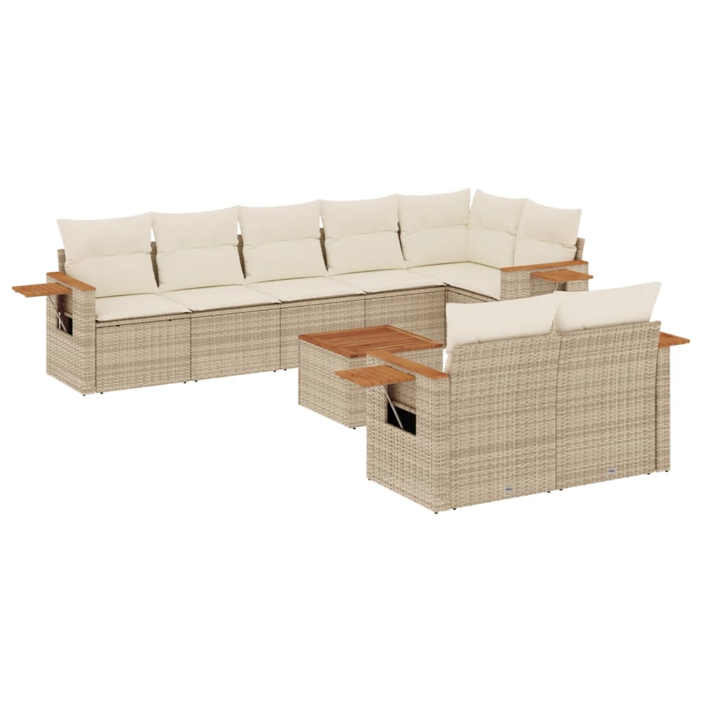Set Divano da Giardino 9 pz con Cuscini Beige in Polyrattancod mxl 90812