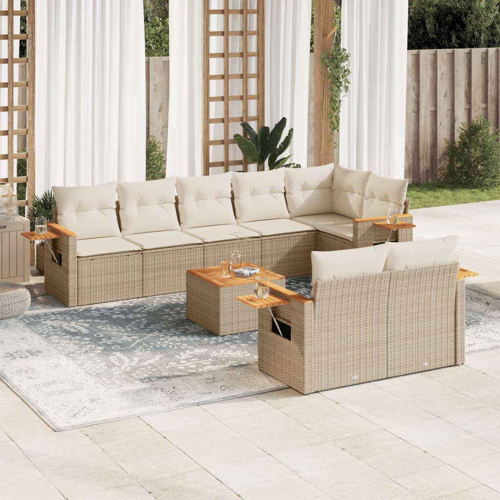 Set Divano da Giardino 9 pz con Cuscini Beige in Polyrattancod mxl 90812