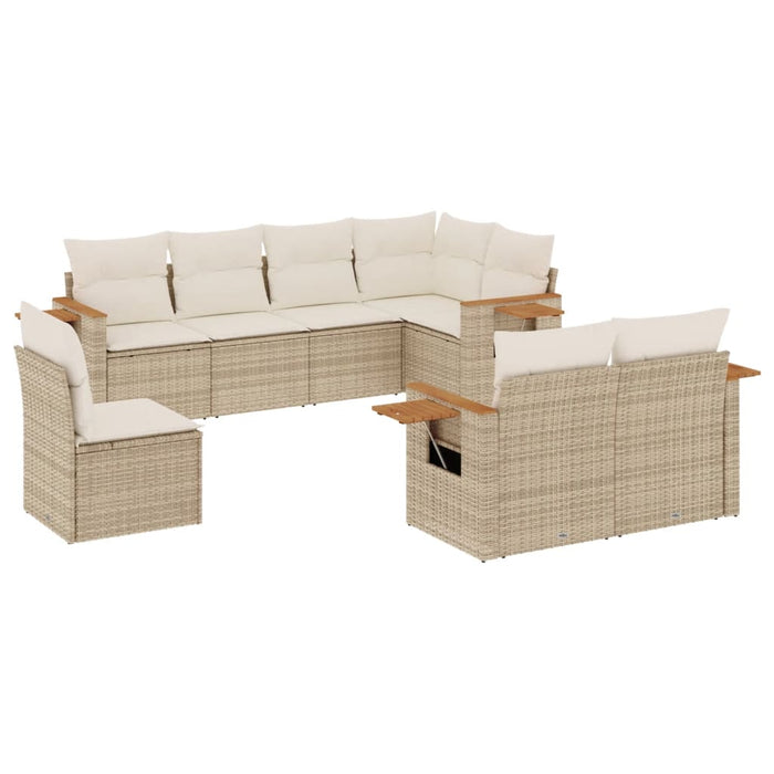 Set Divano da Giardino 8 pz con Cuscini Beige in Polyrattan 3227003