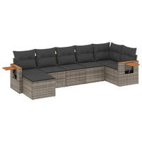 Set Divani da Giardino 7 pz con Cuscini Grigio in Polyrattan 3227033