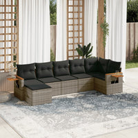 vidaXL Set Divani da Giardino 7 pz con Cuscini Grigio in Polyrattan