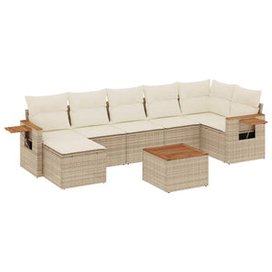 Set Divano da Giardino 8 pz con Cuscini Beige in Polyrattan 3227038