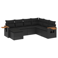 Set Divani da Giardino con Cuscini 7pz Nero Polyrattan 3227042