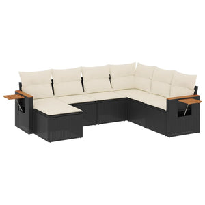 Set Divani da Giardino con Cuscini 7pz Nero Polyrattan 3227043