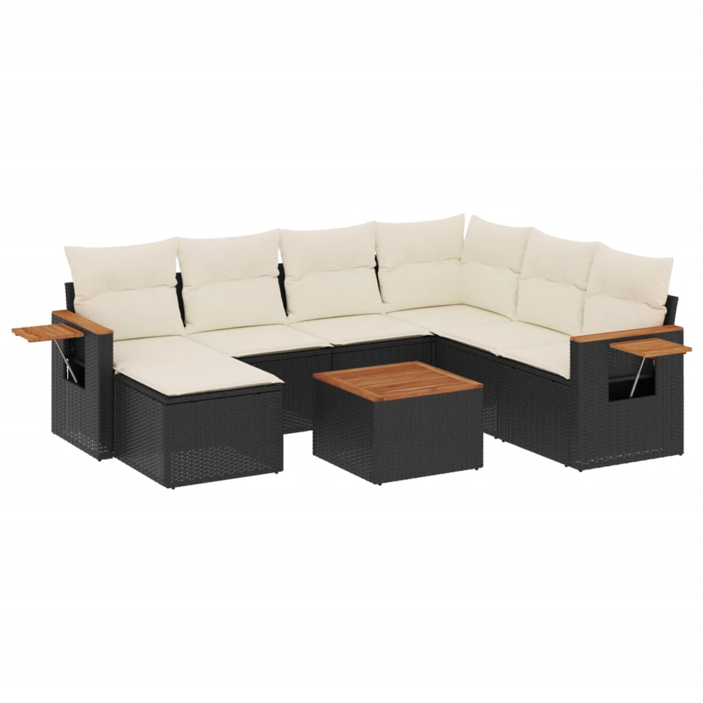 Set Divani da Giardino con Cuscini 8 pz Nero in Polyrattan