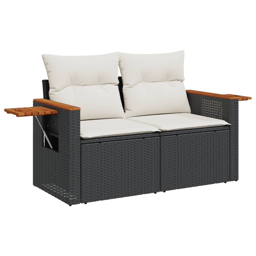 Set Divano da Giardino 6 pz con Cuscini-Sofa da Giardino-Divanetto da esterno Nero in Polyrattan 994171